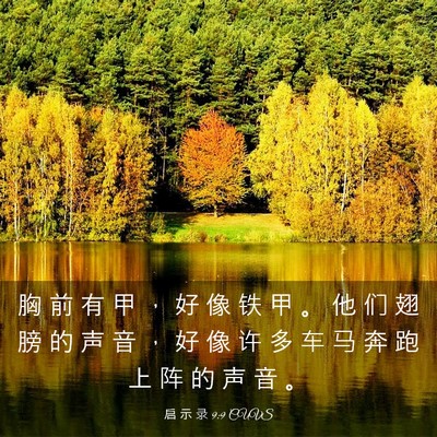 Picture 03 - 启 示 录 9:9 CUVS - 胸 前 有 甲 ， 好 像 铁 甲 。 他 们 - Bible Verse Picture
