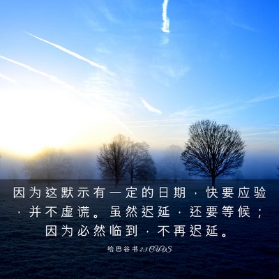 Picture 03 - 哈 巴 谷 书 2:3 CUVS - 因 为 这 默 示 有 一 定 的 日 期 ， - Bible Verse Picture