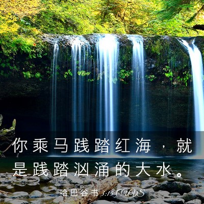 Picture 03 - 哈 巴 谷 书 3:15 CUVS - 你 乘 马 践 踏 红 海 ， 就 是 践 踏 - Bible Verse Picture