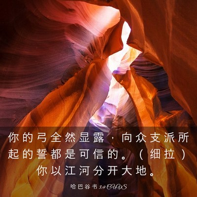 Picture 03 - 哈 巴 谷 书 3:9 CUVS - 你 的 弓 全 然 显 露 ， 向 众 支 派 - Bible Verse Picture