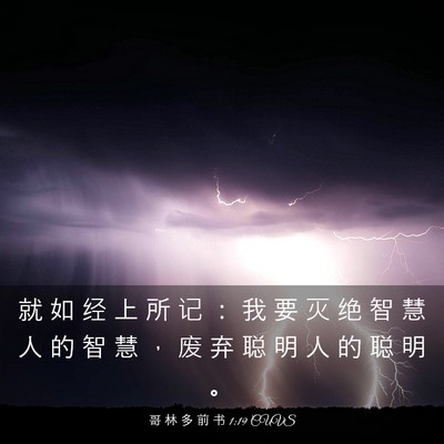 Picture 03 - 哥 林 多 前 书 1:19 CUVS - 就 如 经 上 所 记 ： 我 要 灭 绝 智 - Bible Verse Picture