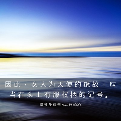 Picture 03 - 哥 林 多 前 书 11:10 CUVS - 因 此 ， 女 人 为 天 使 的 缘 故 ， - Bible Verse Picture