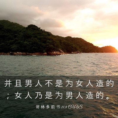 Picture 03 - 哥 林 多 前 书 11:9 CUVS - 并 且 男 人 不 是 为 女 人 造 的 ； - Bible Verse Picture