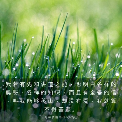 Picture 03 - 哥 林 多 前 书 13:2 CUVS - 我 若 有 先 知 讲 道 之 能 ， 也 明 - Bible Verse Picture