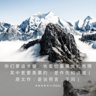 Picture 03 - 哥 林 多 前 书 14:1 CUVS - 你 们 要 追 求 爱 ， 也 要 切 慕 属 - Bible Verse Picture