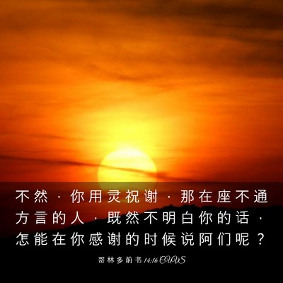 Picture 03 - 哥 林 多 前 书 14:16 CUVS - 不 然 ， 你 用 灵 祝 谢 ， 那 在 座 - Bible Verse Picture