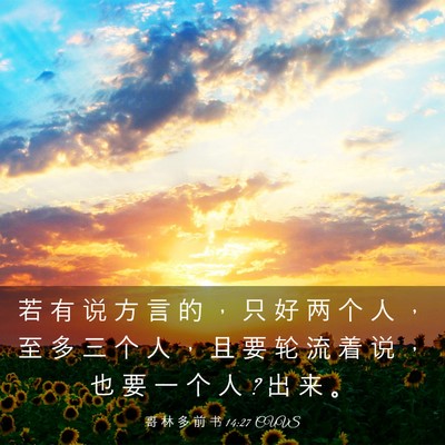 Picture 03 - 哥 林 多 前 书 14:27 CUVS - 若 有 说 方 言 的 ， 只 好 两 个 人 - Bible Verse Picture
