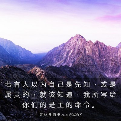 Picture 03 - 哥 林 多 前 书 14:37 CUVS - 若 有 人 以 为 自 己 是 先 知 ， 或 - Bible Verse Picture