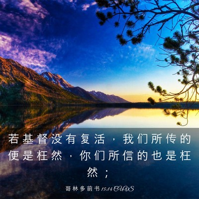 Picture 03 - 哥 林 多 前 书 15:14 CUVS - 若 基 督 没 有 复 活 ， 我 们 所 传 - Bible Verse Picture