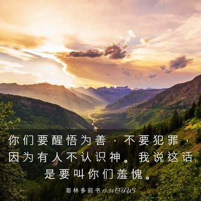 Picture 03 - 哥 林 多 前 书 15:34 CUVS - 你 们 要 醒 悟 为 善 ， 不 要 犯 罪 - Bible Verse Picture