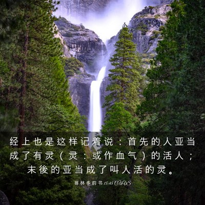 Picture 03 - 哥 林 多 前 书 15:45 CUVS - 经 上 也 是 这 样 记 着 说 ： 首 先 - Bible Verse Picture