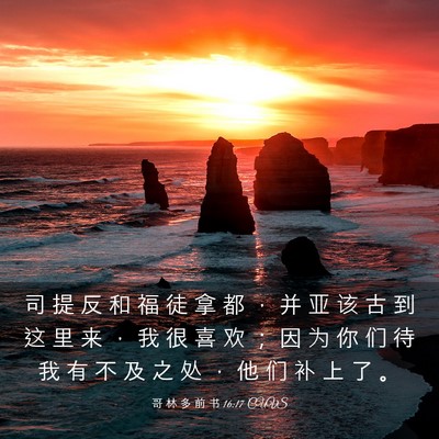 Picture 03 - 哥 林 多 前 书 16:17 CUVS - 司 提 反 和 福 徒 拿 都 ， 并 亚 该 - Bible Verse Picture