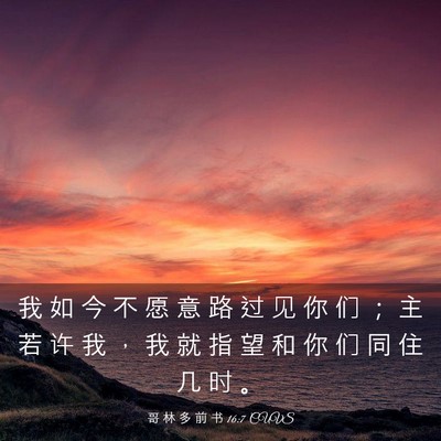 Picture 03 - 哥 林 多 前 书 16:7 CUVS - 我 如 今 不 愿 意 路 过 见 你 们 ； - Bible Verse Picture