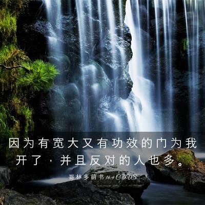 Picture 03 - 哥 林 多 前 书 16:9 CUVS - 因 为 有 宽 大 又 有 功 效 的 门 为 - Bible Verse Picture