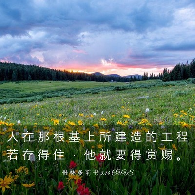 Picture 03 - 哥 林 多 前 书 3:14 CUVS - 人 在 那 根 基 上 所 建 造 的 工 程 - Bible Verse Picture