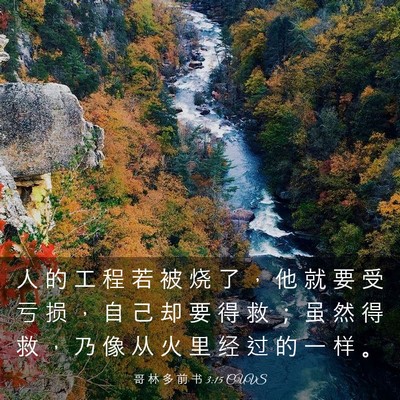 Picture 03 - 哥 林 多 前 书 3:15 CUVS - 人 的 工 程 若 被 烧 了 ， 他 就 要 - Bible Verse Picture