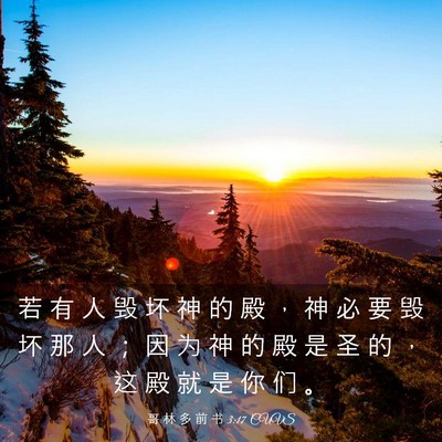 Picture 03 - 哥 林 多 前 书 3:17 CUVS - 若 有 人 毁 坏 神 的 殿 ， 神 必 要 - Bible Verse Picture