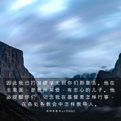 Picture 03 - 哥 林 多 前 书 4:17 CUVS - 因 此 我 已 打 发 提 摩 太 到 你 们 - Bible Verse Picture