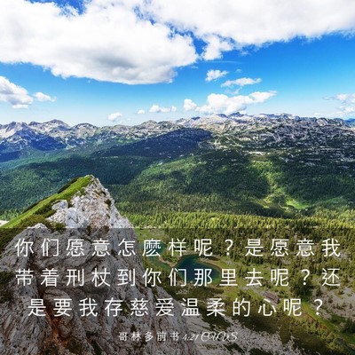 Picture 03 - 哥 林 多 前 书 4:21 CUVS - 你 们 愿 意 怎 麽 样 呢 ？ 是 愿 意 - Bible Verse Picture
