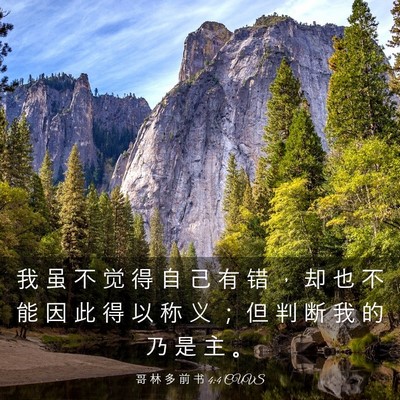Picture 03 - 哥 林 多 前 书 4:4 CUVS - 我 虽 不 觉 得 自 己 有 错 ， 却 也 - Bible Verse Picture