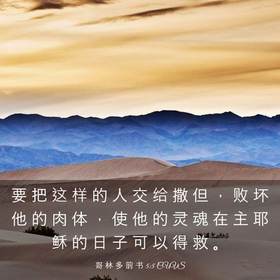 Picture 03 - 哥 林 多 前 书 5:5 CUVS - 要 把 这 样 的 人 交 给 撒 但 ， 败 - Bible Verse Picture