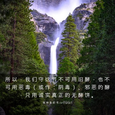 Picture 03 - 哥 林 多 前 书 5:8 CUVS - 所 以 ， 我 们 守 这 节 不 可 用 旧 - Bible Verse Picture