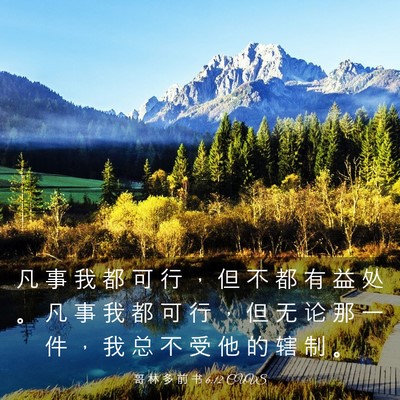Picture 03 - 哥 林 多 前 书 6:12 CUVS - 凡 事 我 都 可 行 ， 但 不 都 有 益 - Bible Verse Picture