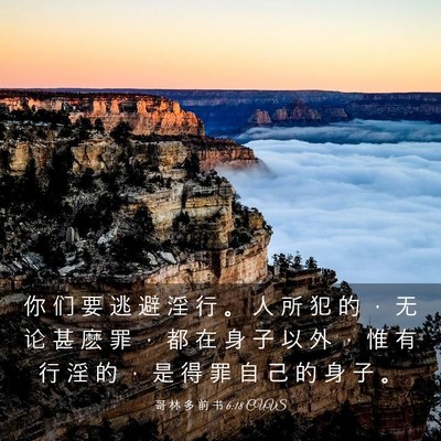 Picture 03 - 哥 林 多 前 书 6:18 CUVS - 你 们 要 逃 避 淫 行 。 人 所 犯 的 - Bible Verse Picture