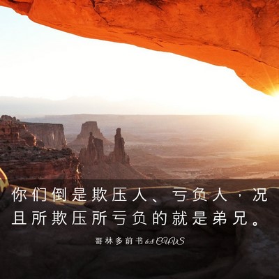 Picture 03 - 哥 林 多 前 书 6:8 CUVS - 你 们 倒 是 欺 压 人 、 亏 负 人 ， - Bible Verse Picture