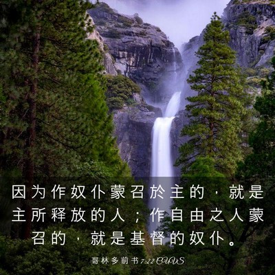 Picture 03 - 哥 林 多 前 书 7:22 CUVS - 因 为 作 奴 仆 蒙 召 於 主 的 ， 就 - Bible Verse Picture