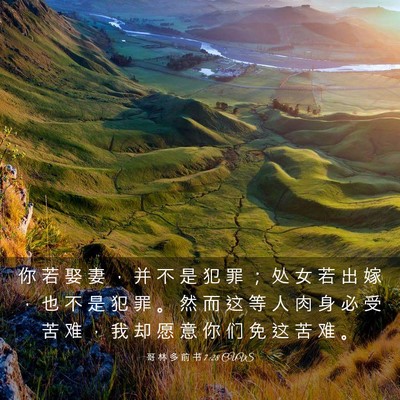 Picture 03 - 哥 林 多 前 书 7:28 CUVS - 你 若 娶 妻 ， 并 不 是 犯 罪 ； 处 - Bible Verse Picture