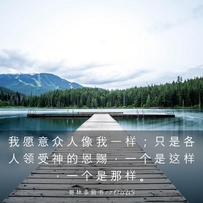 Picture 03 - 哥 林 多 前 书 7:7 CUVS - 我 愿 意 众 人 像 我 一 样 ； 只 是 - Bible Verse Picture