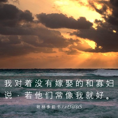 Picture 03 - 哥 林 多 前 书 7:8 CUVS - 我 对 着 没 有 嫁 娶 的 和 寡 妇 说 - Bible Verse Picture