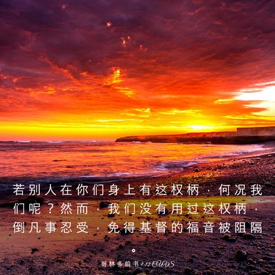 Picture 03 - 哥 林 多 前 书 9:12 CUVS - 若 别 人 在 你 们 身 上 有 这 权 柄 - Bible Verse Picture