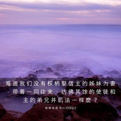 Picture 03 - 哥 林 多 前 书 9:5 CUVS - 难 道 我 们 没 有 权 柄 娶 信 主 的 - Bible Verse Picture