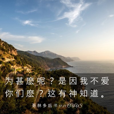 Picture 03 - 哥 林 多 后 书 11:11 CUVS - 为 甚 麽 呢 ？ 是 因 我 不 爱 你 们 - Bible Verse Picture