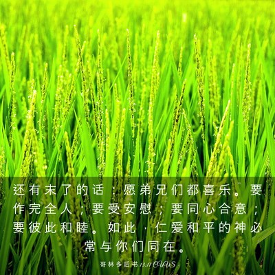 Picture 03 - 哥 林 多 后 书 13:11 CUVS - 还 有 末 了 的 话 ： 愿 弟 兄 们 都 - Bible Verse Picture