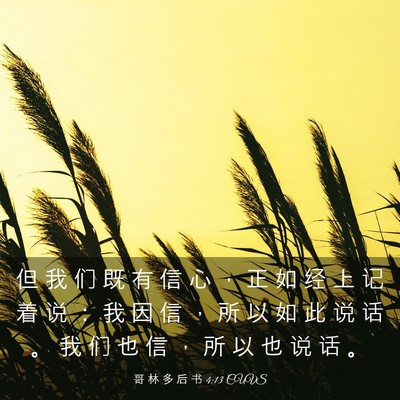 Picture 03 - 哥 林 多 后 书 4:13 CUVS - 但 我 们 既 有 信 心 ， 正 如 经 上 - Bible Verse Picture