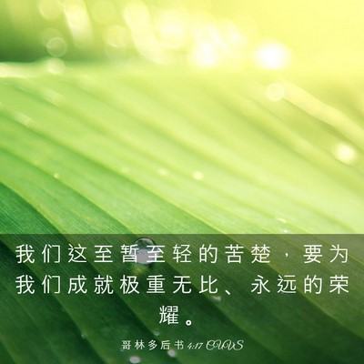 Picture 03 - 哥 林 多 后 书 4:17 CUVS - 我 们 这 至 暂 至 轻 的 苦 楚 ， 要 - Bible Verse Picture
