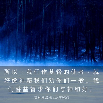 Picture 03 - 哥 林 多 后 书 5:20 CUVS - 所 以 ， 我 们 作 基 督 的 使 者 ， - Bible Verse Picture