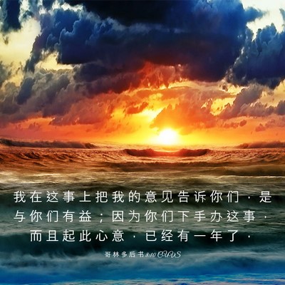 Picture 03 - 哥 林 多 后 书 8:10 CUVS - 我 在 这 事 上 把 我 的 意 见 告 诉 - Bible Verse Picture