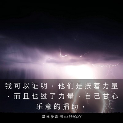 Picture 03 - 哥 林 多 后 书 8:3 CUVS - 我 可 以 证 明 ， 他 们 是 按 着 力 - Bible Verse Picture