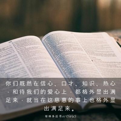 Picture 03 - 哥 林 多 后 书 8:7 CUVS - 你 们 既 然 在 信 心 、 口 才 、 知 - Bible Verse Picture