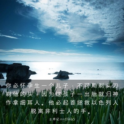 Picture 03 - 士 师 记 13:5 CUVS - 你 必 怀 孕 生 一 个 儿 子 ， 不 可 - Bible Verse Picture