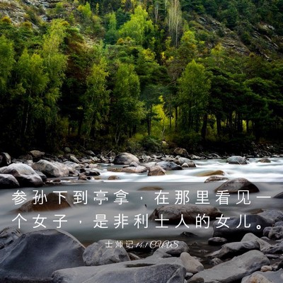 Picture 03 - 士 师 记 14:1 CUVS - 参 孙 下 到 亭 拿 ， 在 那 里 看 见 - Bible Verse Picture