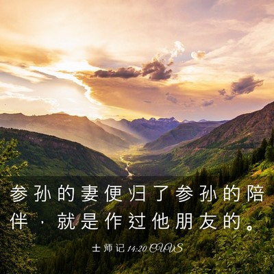 Picture 03 - 士 师 记 14:20 CUVS - 参 孙 的 妻 便 归 了 参 孙 的 陪 伴 - Bible Verse Picture