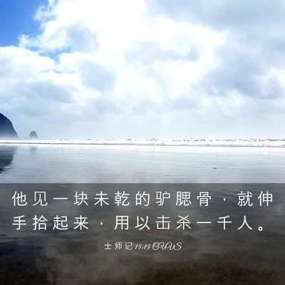 Picture 03 - 士 师 记 15:15 CUVS - 他 见 一 块 未 乾 的 驴 腮 骨 ， 就 - Bible Verse Picture