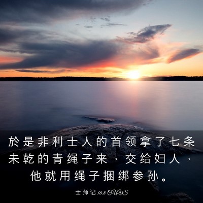 Picture 03 - 士 师 记 16:8 CUVS - 於 是 非 利 士 人 的 首 领 拿 了 七 - Bible Verse Picture