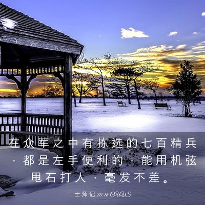 Picture 03 - 士 师 记 20:16 CUVS - 在 众 军 之 中 有 拣 选 的 七 百 精 - Bible Verse Picture