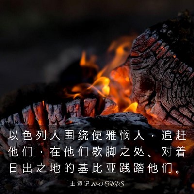 Picture 03 - 士 师 记 20:43 CUVS - 以 色 列 人 围 绕 便 雅 悯 人 ， 追 - Bible Verse Picture